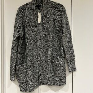 NWT J.Crew marled black & ivory open cardigan